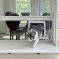Clear plexiglass cat door window insert with pet flap