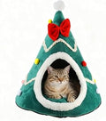 Christmas Tree Cat Bed, Cozy Fabric Cat Tent House for Small Dogs and Kittens, M, 21.6 x 17.7 x 17.7 Inch