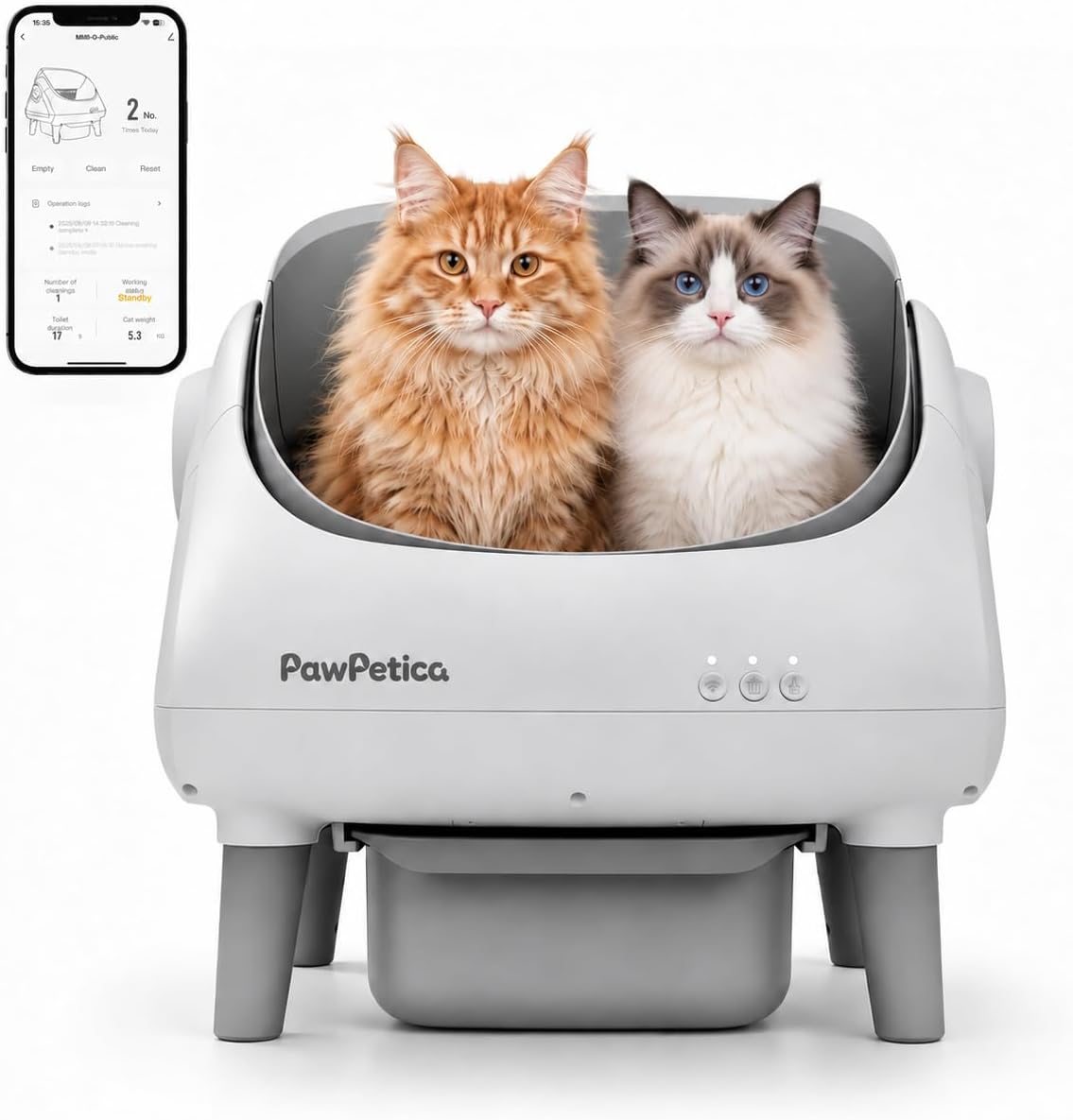 10.5 liter open-top self-cleaning cat litter box