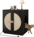 Tall wooden cat litter box enclosure cabinet with shelves – view 4