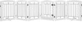 White six panel extra wide freestanding wooden pet gate with door