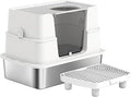 Stainless Steel XL Enclosed Cat Litter Box, Top and Side Entry, for Large Cats
