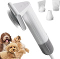 Handheld dog hair dryer with grooming brush and four nozzles