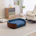 Mid-century elevated pet sofa with walnut wood legs, bent wood back and velvet cushion – view 2