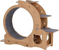 27.5 Inch Cat Exercise Wheel with Perches, Cave and Feeding Bowls