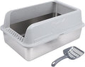 Stainless Steel Cat Litter Box, Extra Large, Light Gray