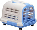 2-Door Hard-Sided Pet Carrier with Ventilation and Wheels, Light Blue