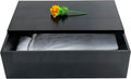 Handmade solid pine wood pet casket for a large dog with lid beside it