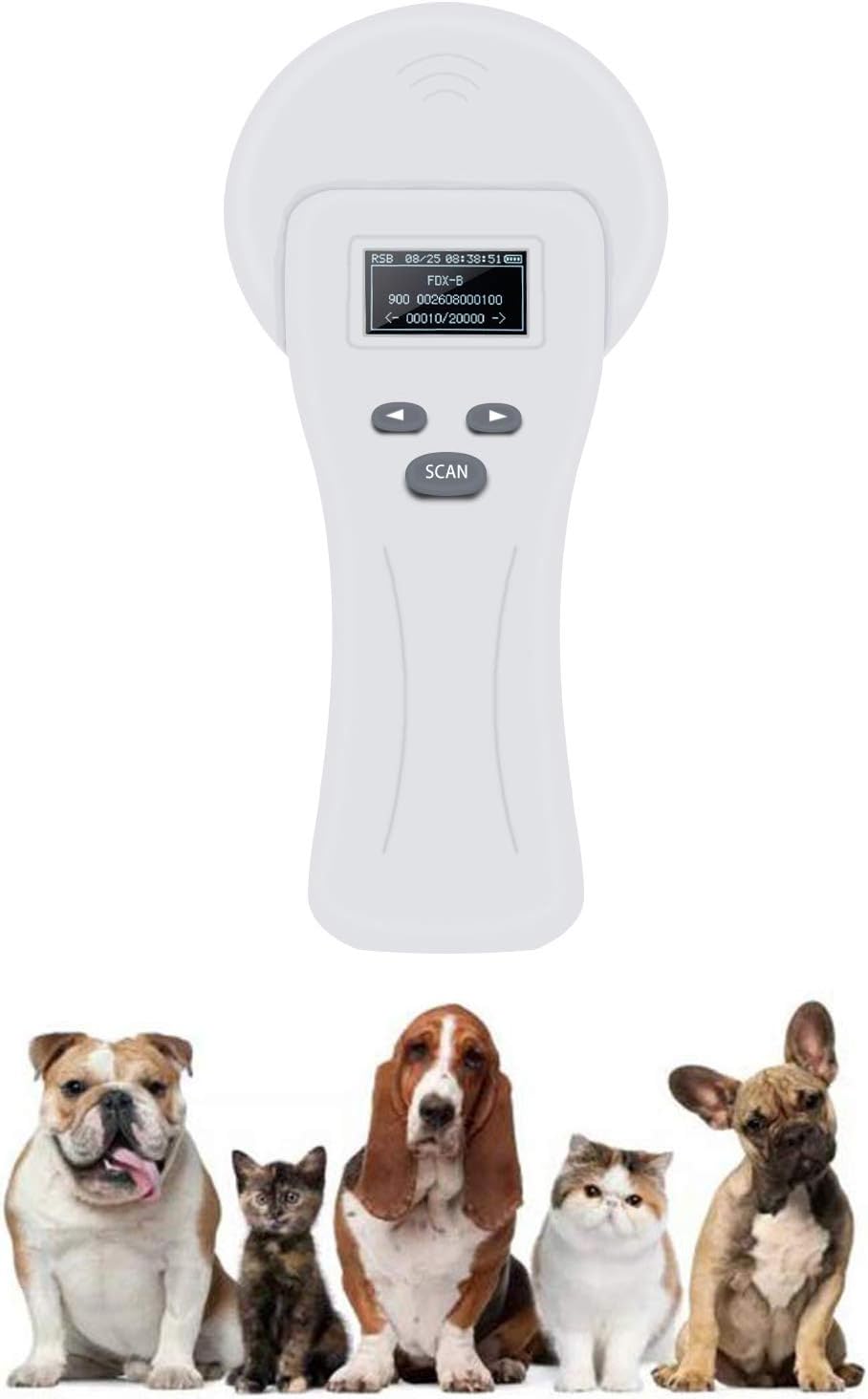 Handheld universal pet microchip scanner with display