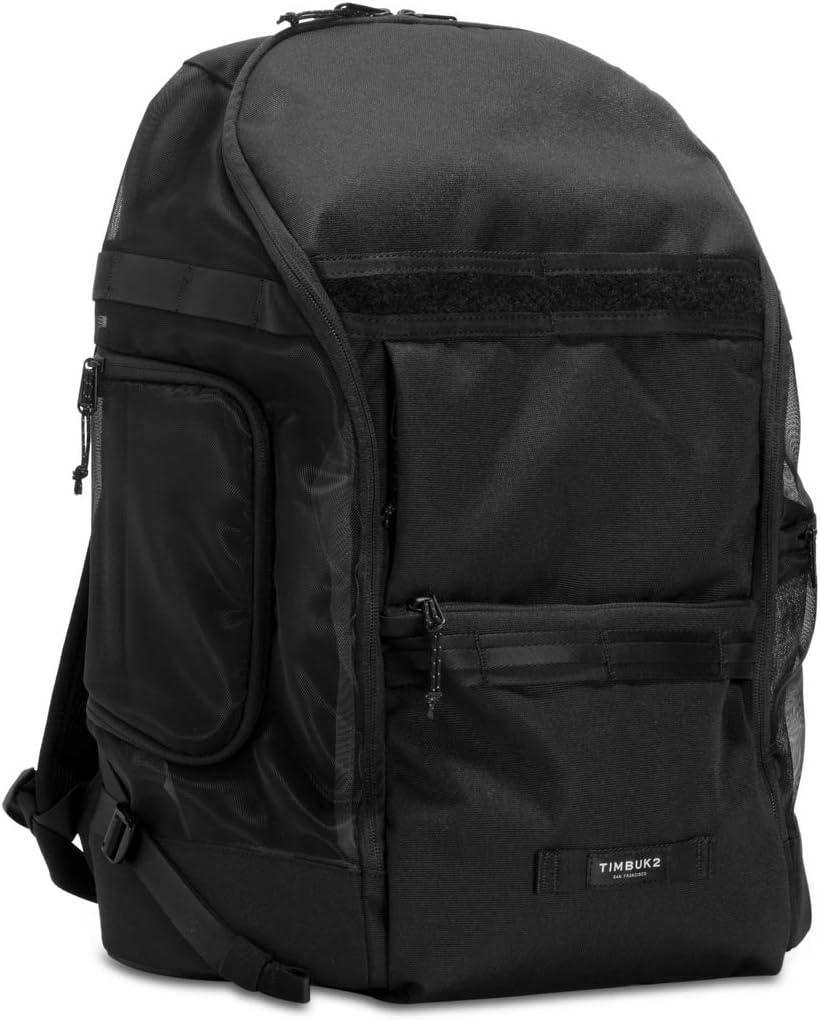 Jet black backpack pet carrier with mesh window and open main compartment