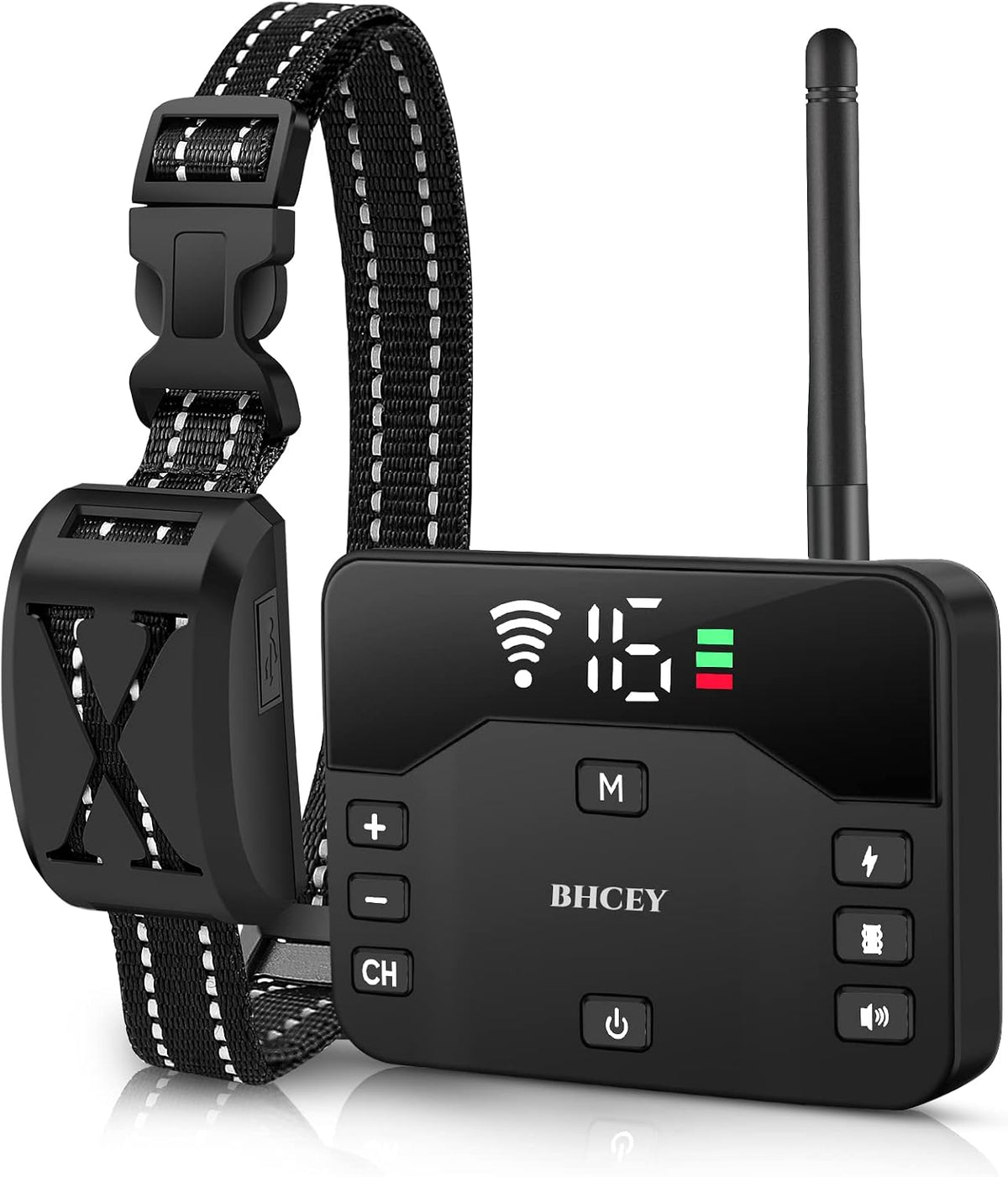 Wireless dog fence transmitter with remote control and training collar – view 2