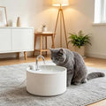 Ceramic Cat Water Fountain, 2.2L, with 4-Layer Filter and Faucet Flow