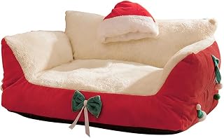 Christmas-Themed Cat Bed with Removable Washable Design, Festive, Comfortable, for Indoor Cats, Size L