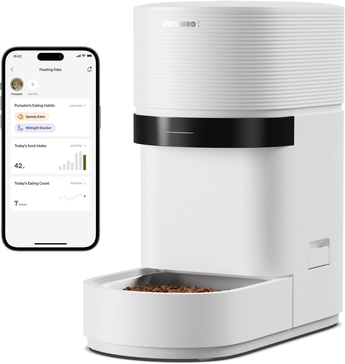 Automatic cat feeder with built-in scale and food bowl – view 2
