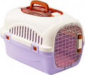 Portable Polypropylene Pet Carrier with Metal-Bar Door, Vehicle Transport, Black