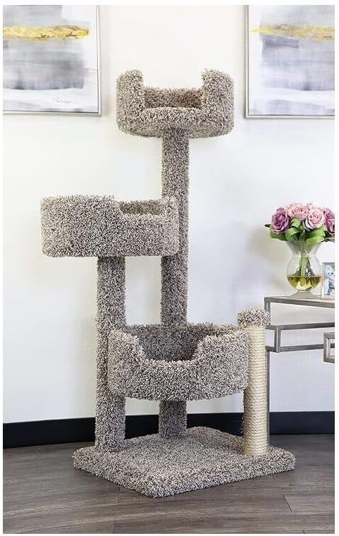 50 inch carpeted solid wood cat tree for large cats