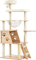 53.5-Inch Cat Tree Tower Condo with Capsule Perch and Sisal Scratching Posts, Indoor