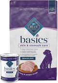 Bundle of 24 lb senior turkey dry dog food bag and twelve wet food cans