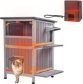 Two-story wooden outdoor feral cat house with asphalt roof – view 2