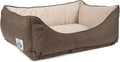 Light gray plush cuddler pet bed with raised bolster – view 5