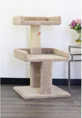 Light gray carpeted wood cat tree perch for large cats – view 2