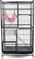 53.5-Inch Foldable 4-Tier Cat Cage Crate with Wheels, Iron