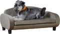 Ash colored elevated cat couch bed with washable mattress