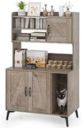 PETSITE Cat Litter Box Enclosure with Storage Shelf, 52 Inch Tall Modern Wooden Hidden Litter Box Furniture, Oak
