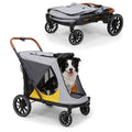 Large dog stroller with dual entry cabin, foldable frame and foot brake