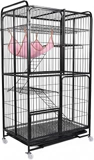 53.5 Inch 4-Tier Foldable Cat Cage with Iron Frame and Wheels
