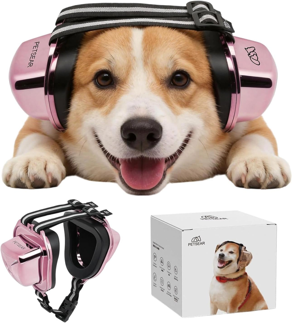 Rose gold dog ear muffs with magnetic buckle