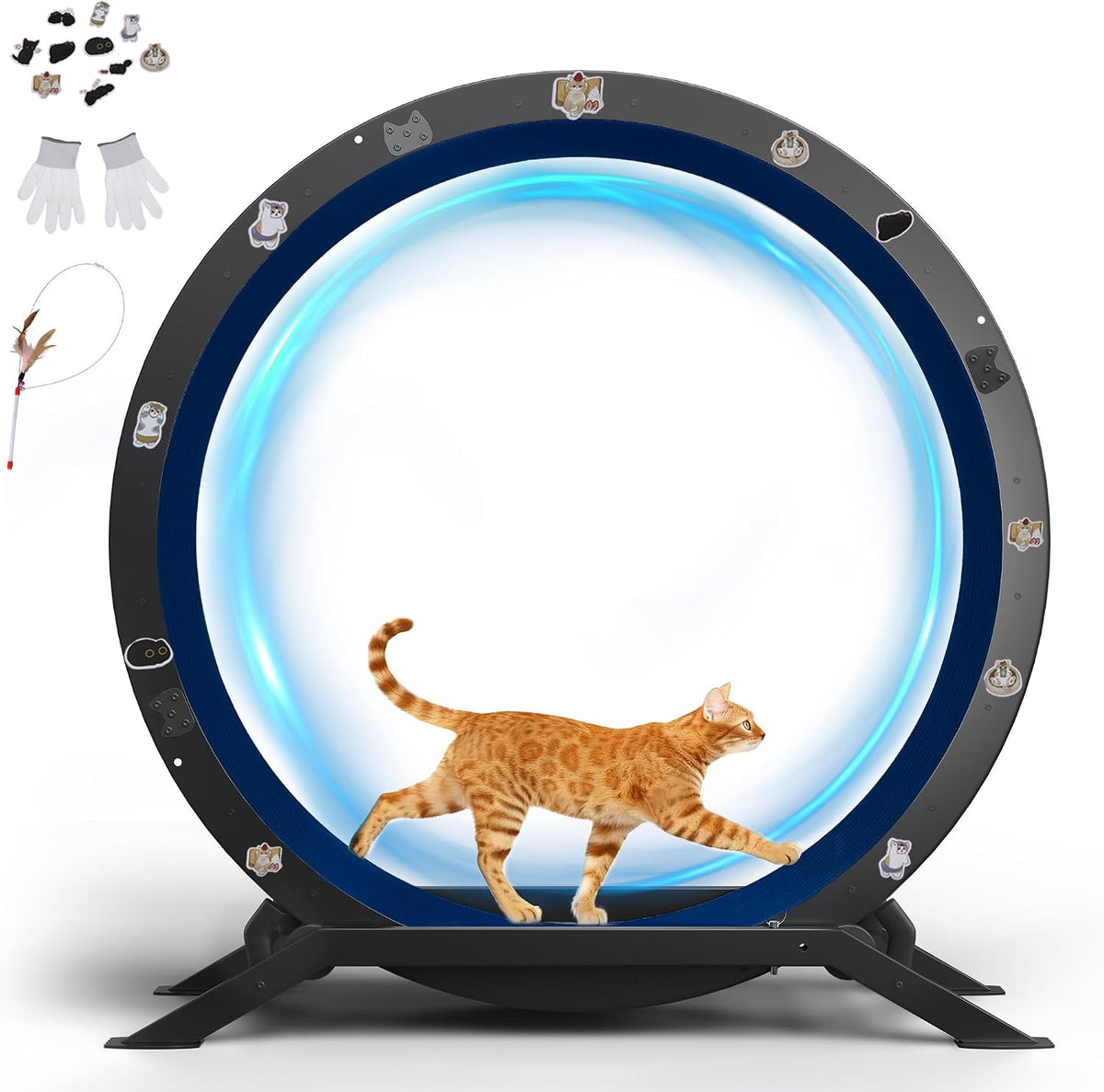 40 inch metal cat exercise wheel with carpet track and ear-shaped top – view 3