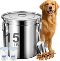 Stainless steel airtight pet food storage container with scoop – view 3