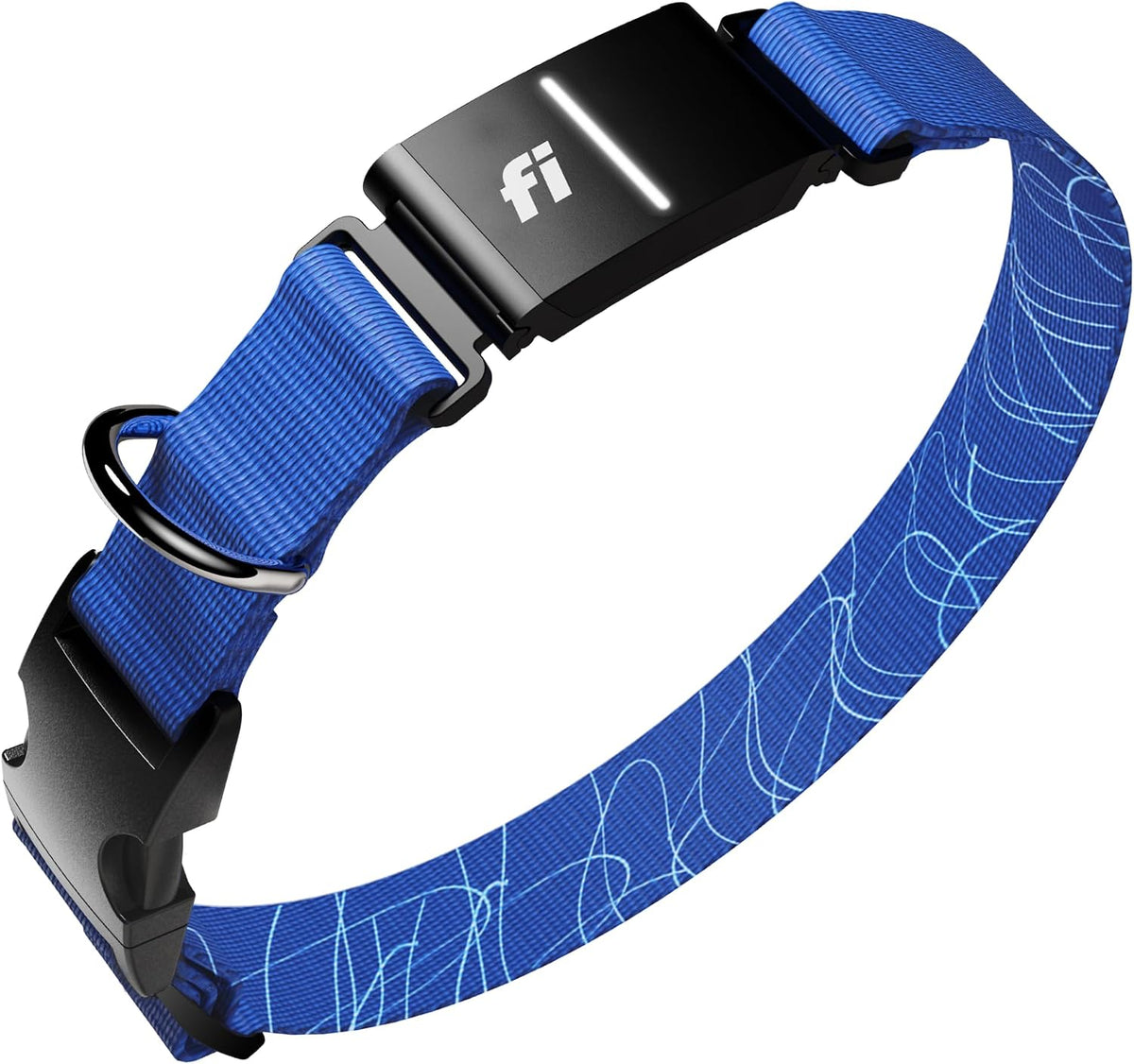 Gray GPS tracking dog collar with LED light on a dog's neck – view 5