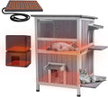 Two-story heated weatherproof outdoor cat house with insulated liner