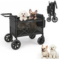 Foldable dog stroller wagon with zipper canopy, ramp and PU wheels – view 2