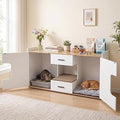 PETSITE Double Litter Box Enclosure with Scratching Pad, 2 Drawers and Large Countertop, Wooden