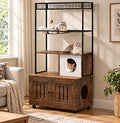 Modern Cat Tree with Hidden Litter Cabinet, Multi-Level Tower Furniture