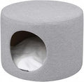 Enclosed Cylindrical Cat House with Cushion, Gray