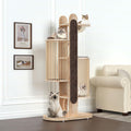 67 inch solid wood six level cat tree tower with scratching posts – view 2