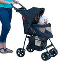 Animal print lightweight pet stroller with latch entry