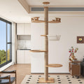Height adjustable floor to ceiling cat tree with platforms and hammock