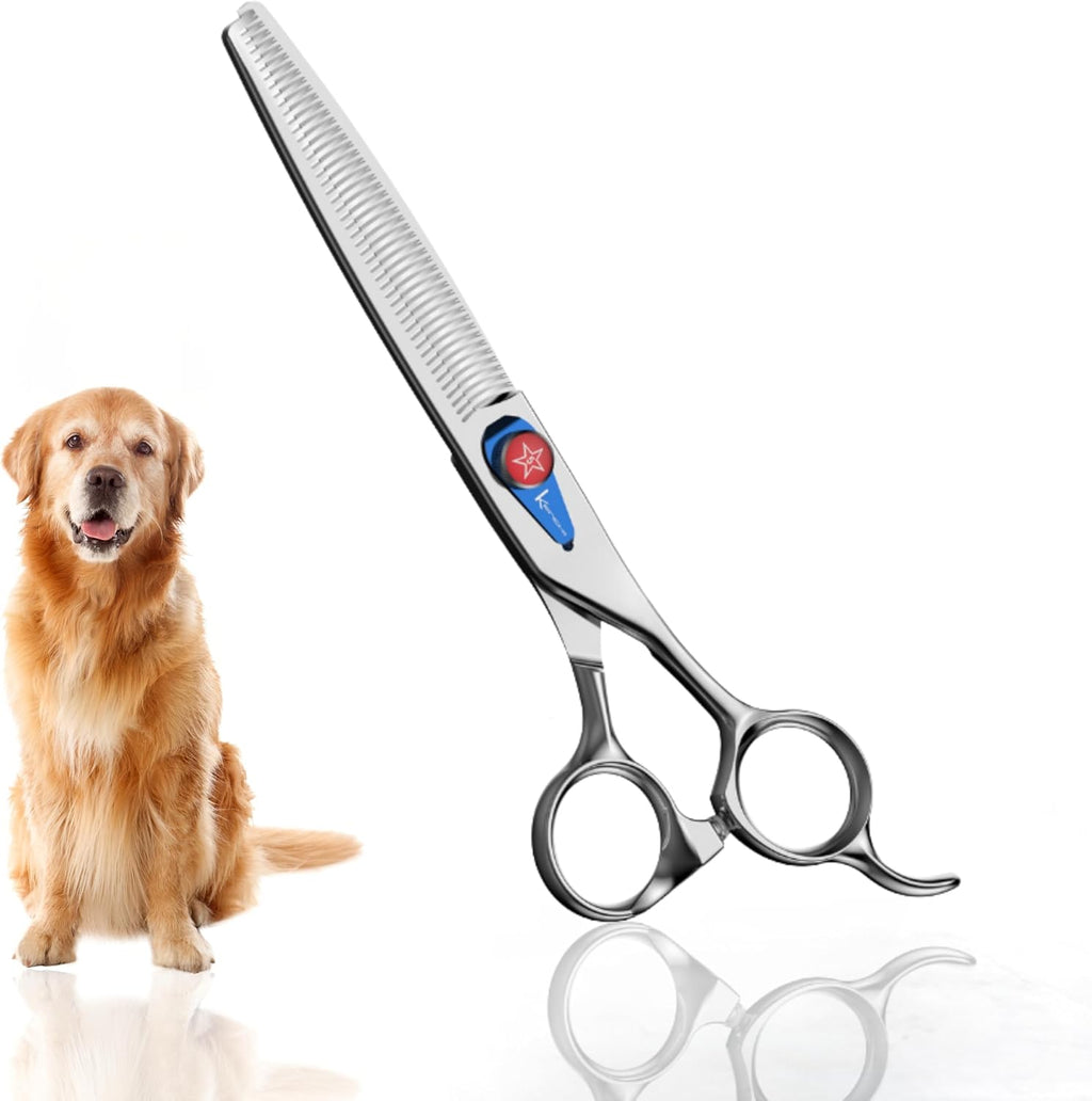 Pair of 8 inch straight stainless steel dog grooming shears with offset handle – view 3