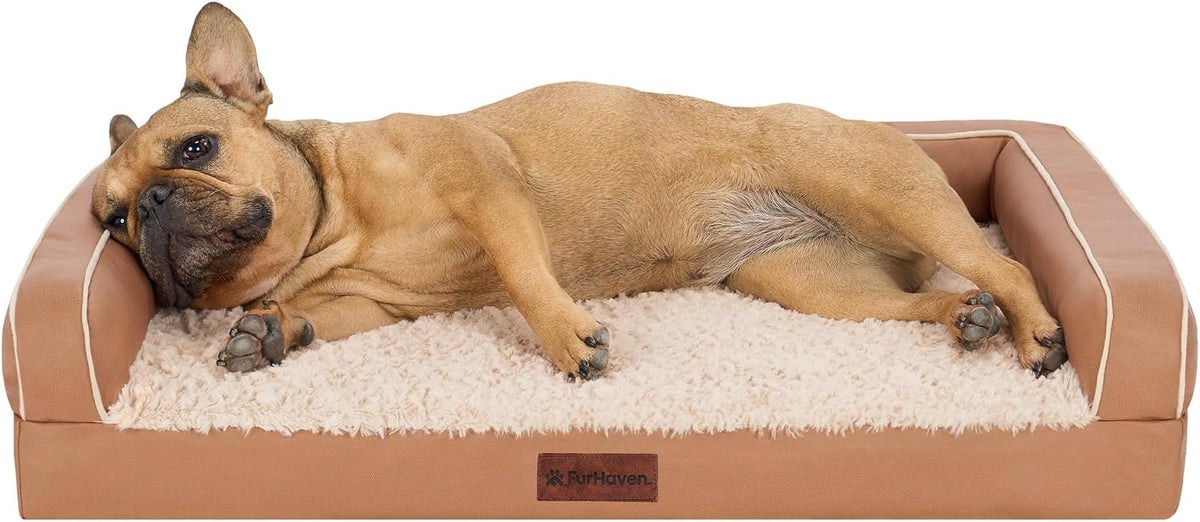 Iron gray quilted sofa dog bed with three-sided bolsters – view 9