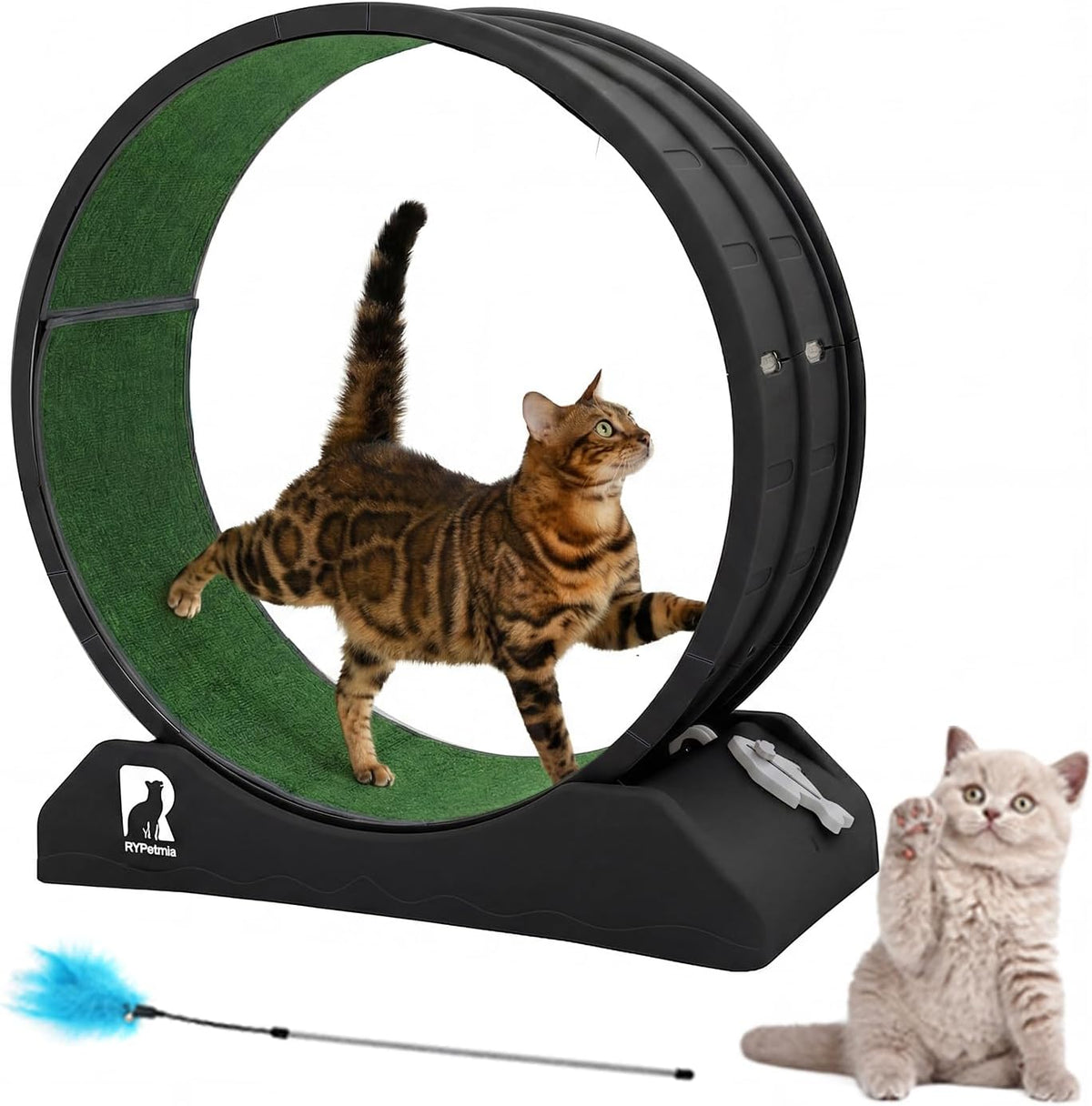 47.2 inch indoor cat exercise wheel with carpeted runway – view 4