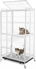 4-Tier Metal Wire Ferret Cage, Indoor Cat Enclosure with 360 Degree Wheels