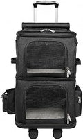 Portable Foldable Soft-Sided Wheeled Pet Travel Carrier, Model 20123, Black