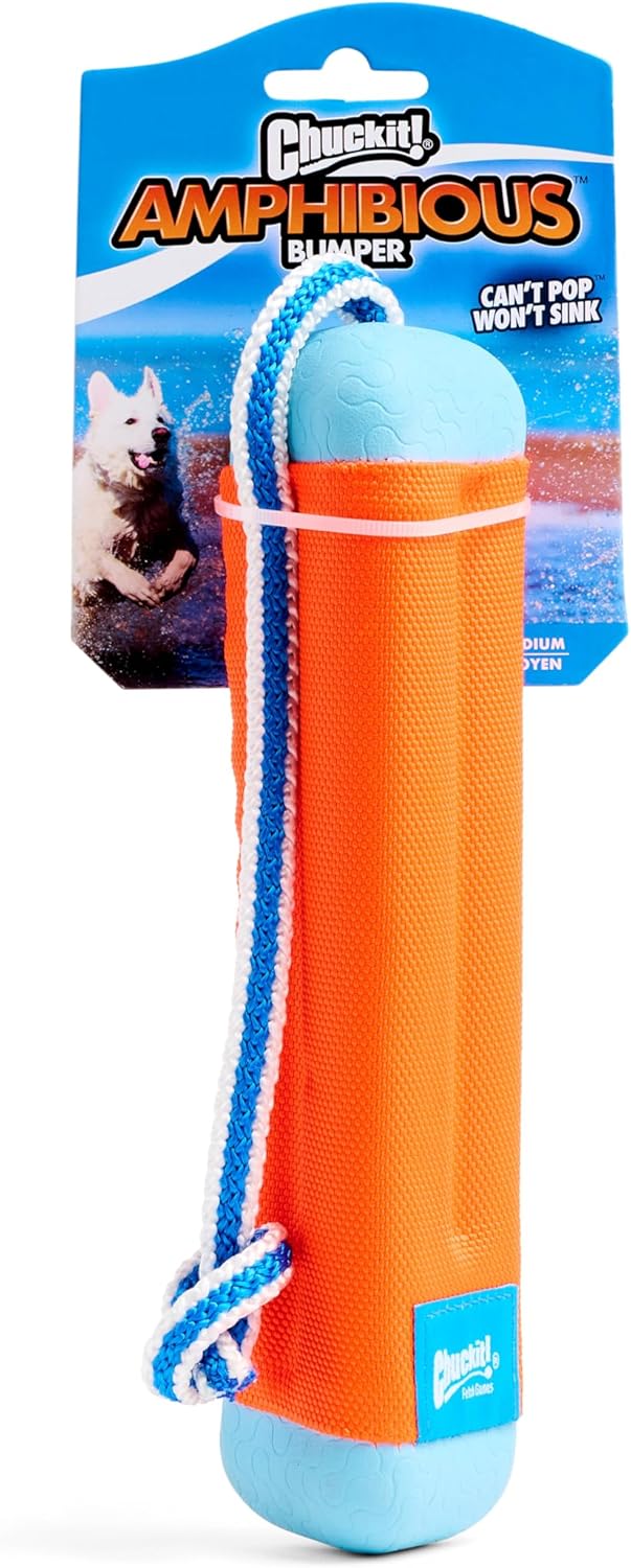 Bright floating bumper fetch toy with rope handle – view 2