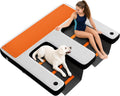 Dual-sided inflatable floating dog dock ramp with EVA platform on a lake – view 3