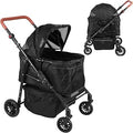 Folding 4-Wheel Cat Stroller with Removable Carrier